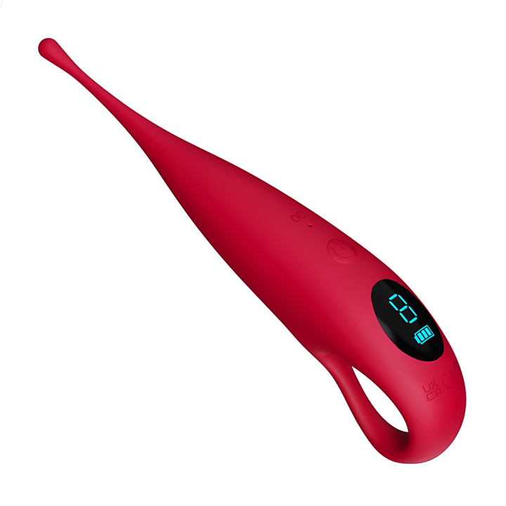 angled side view of extra strong clit vibrator pinpoint targeted stimulation  