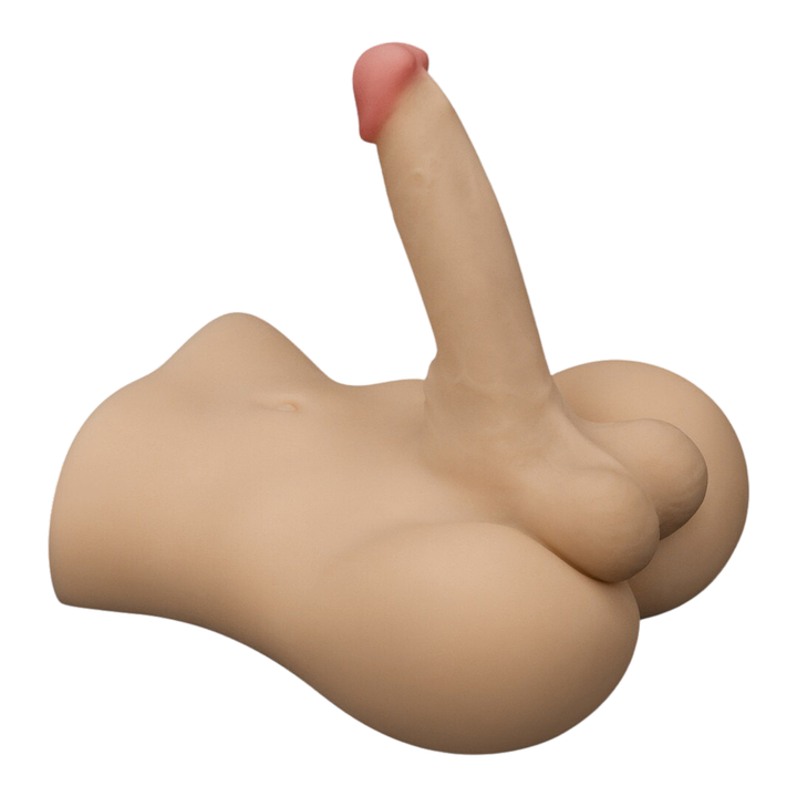 angled side view of Male Torso Masturbator with Rideable Cock and Textured Ass Streetgirls super soft material 
