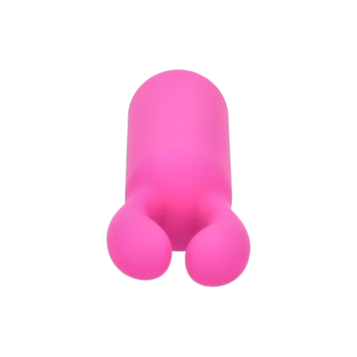 front view of Mini Clit Encasing Vibe hot pink silicone nubbies 