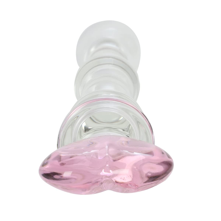 Heart Shape Glass Massager wand dildo laying flat 