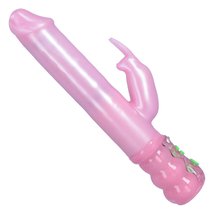 angled view of pink throbbing rabbit 