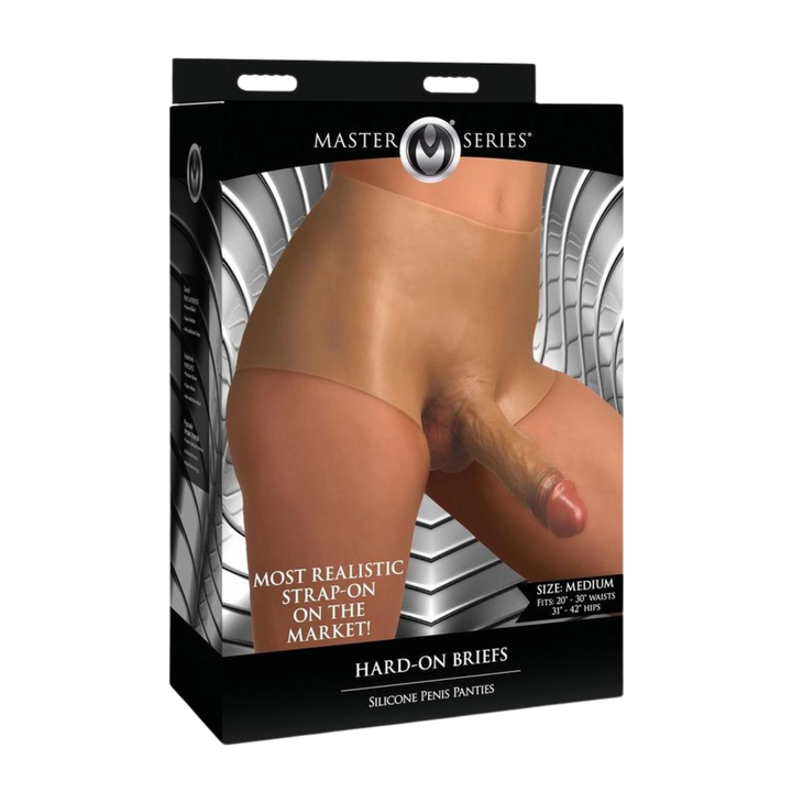 Master Series Hard-On Briefs Silicone Penis Panties in packaging size medium 