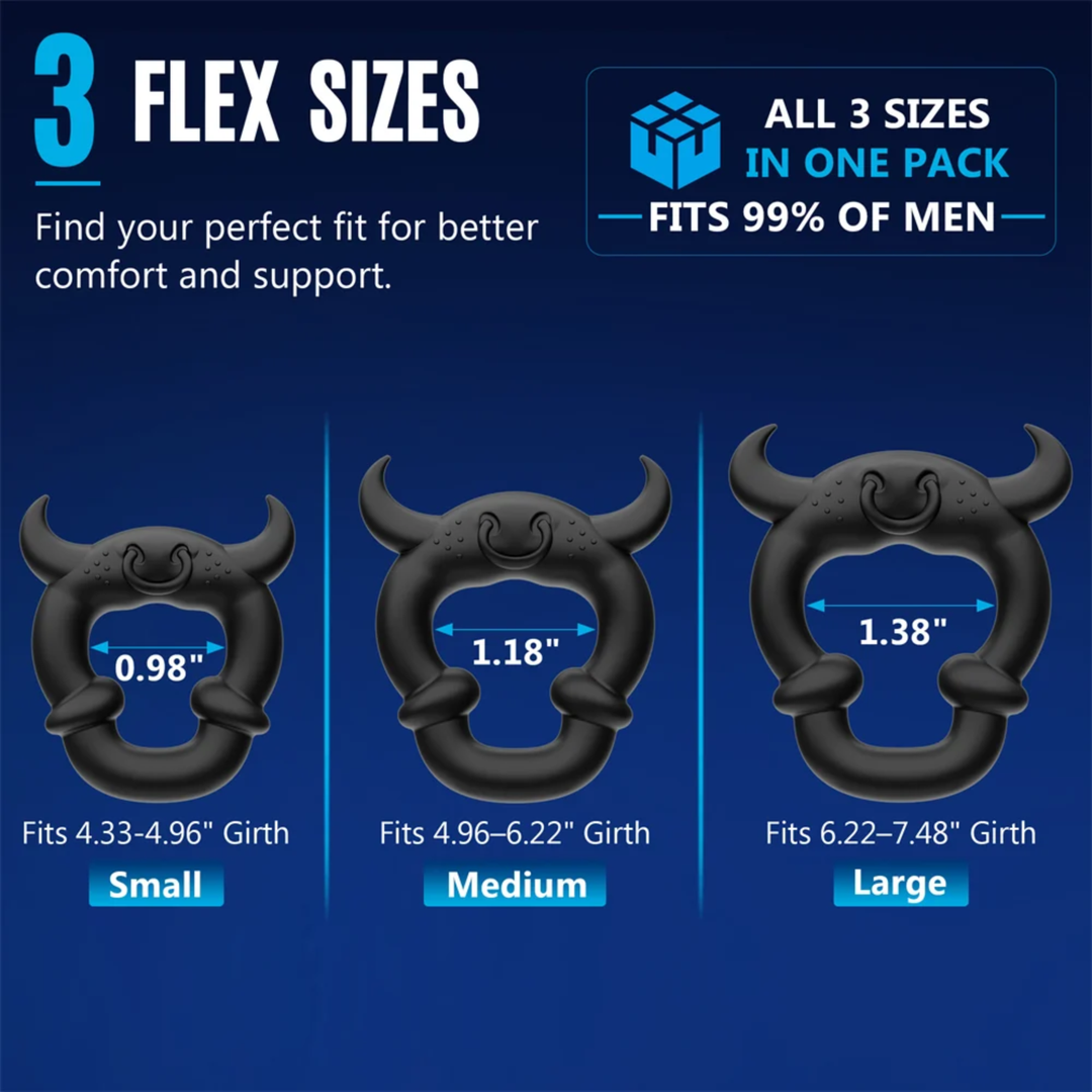 3 different sizes fro Pinnacle Pro Flexlock Tri Set Cock Ring