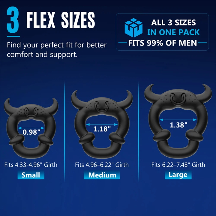 3 different sizes fro Pinnacle Pro Flexlock Tri Set Cock Ring