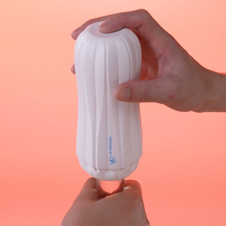 finger on top of air hole from white flower male masturbator 