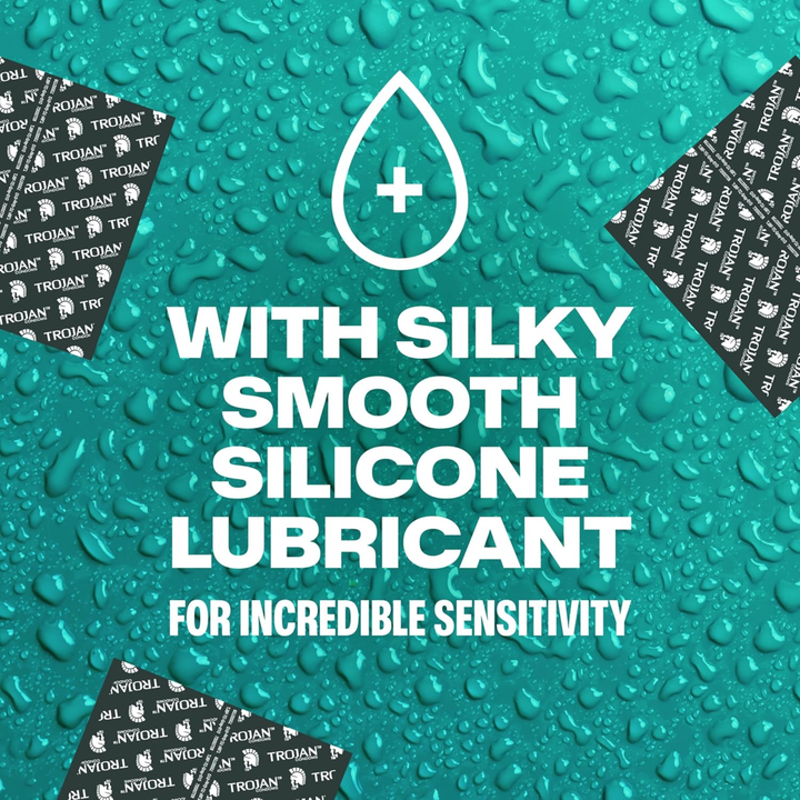 with silky smooth silicone lubricant Trojan Bareskin EveryTHIN Lubricated Latex Condoms Assorted 3-Pack