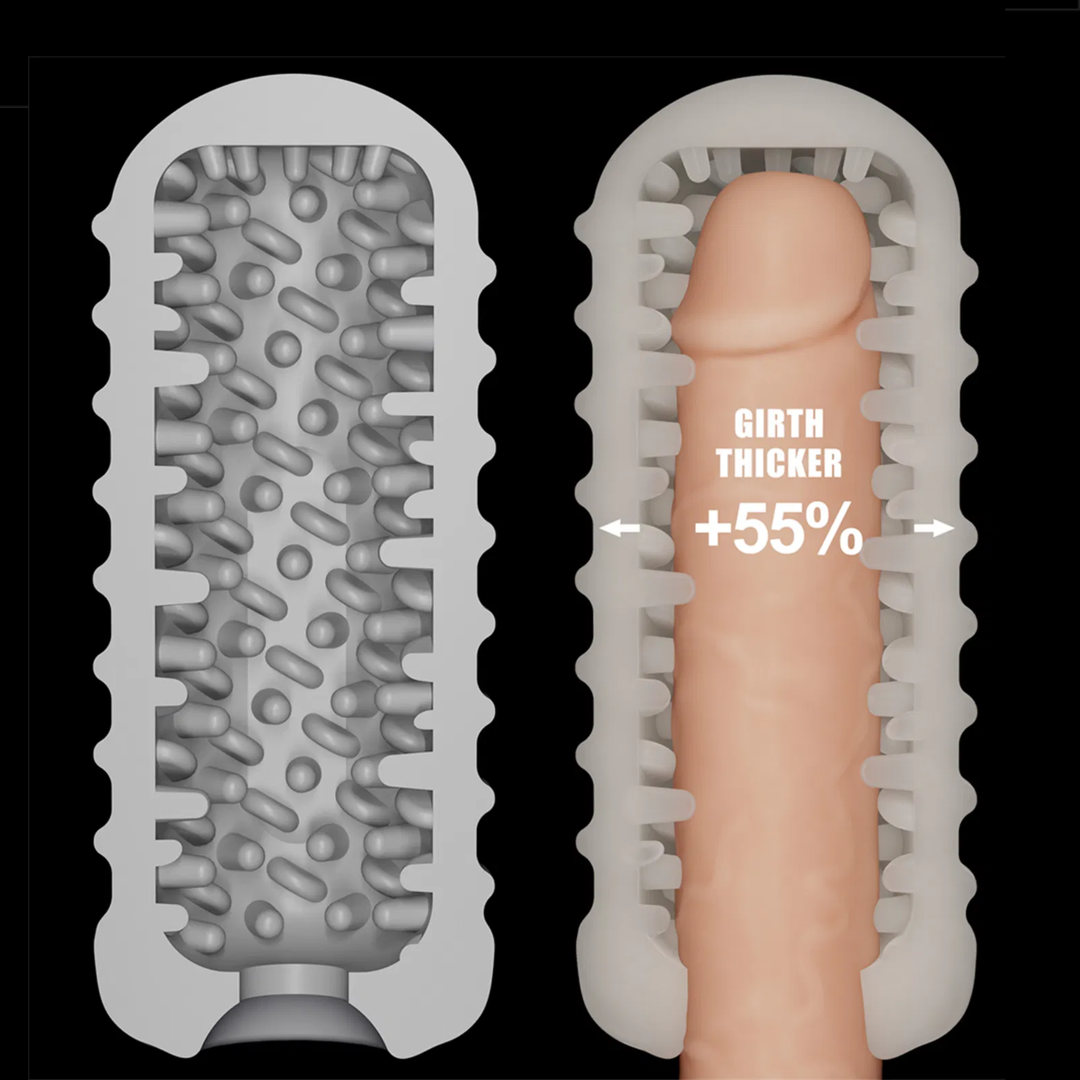 55 percent girth increase from wearing Knights Ring Vibrating Dual Purpose Sleeve-Wavy