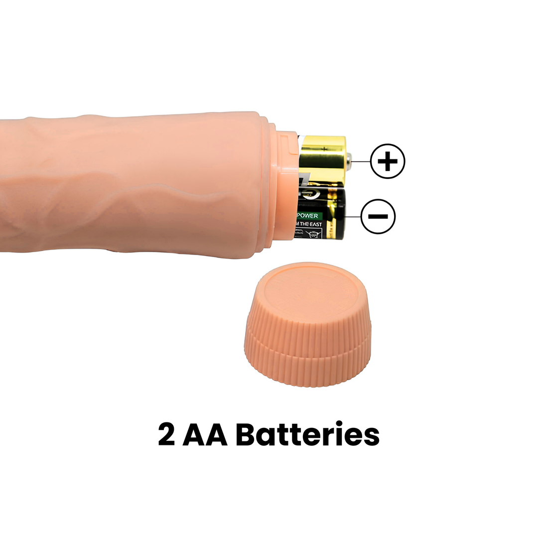 Real-feel Veined Vibrating Dildo requires 2 AA batteries 