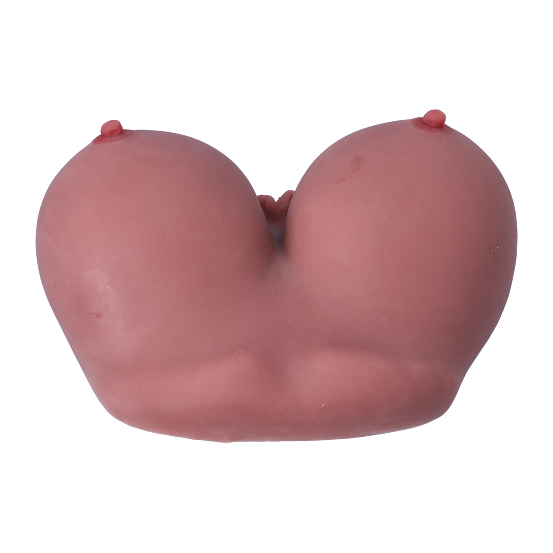 view of top of boobs from realistic titty fuck adult sex toy by TooTimid 
