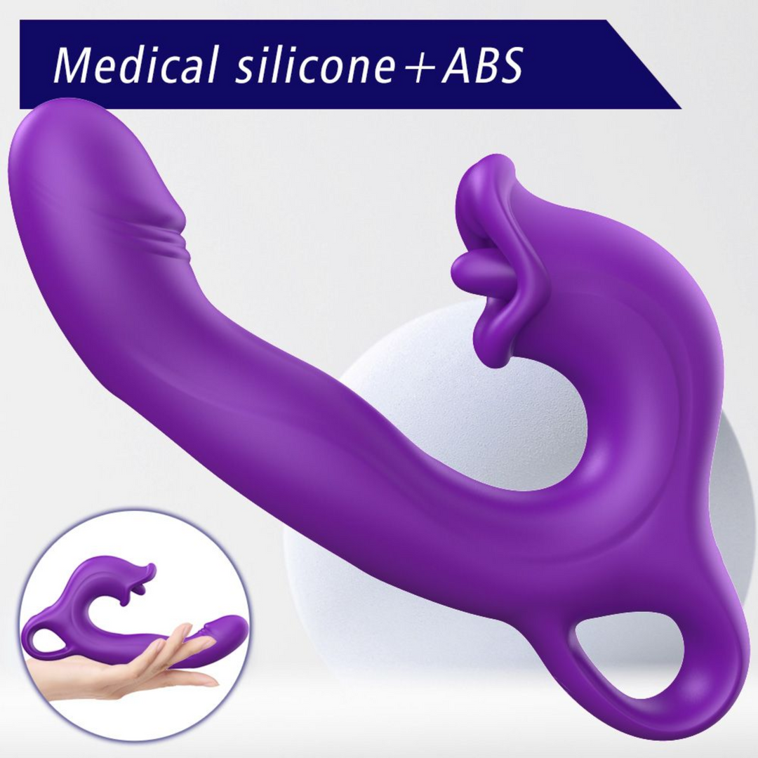 medical silicone + ABS hand holding Flapping Vibrator with licking tongue  