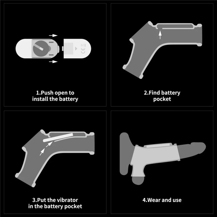 instructions on how to insert and remove bullet vibrator from Wave Vibrating Knights Ring Scrotum Sleeve