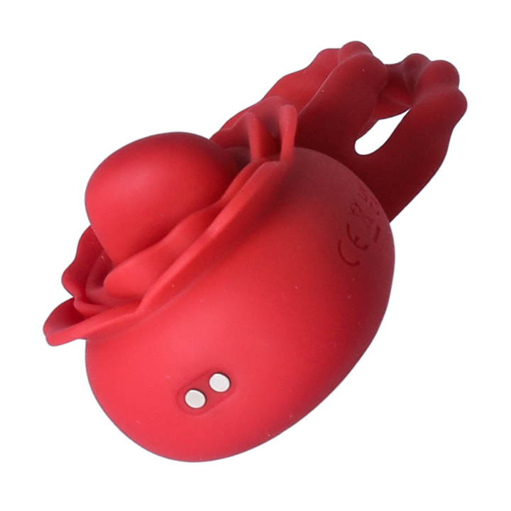 close up of magnetic charging port from Tongue Rotation Vibration Cock Ring flower 