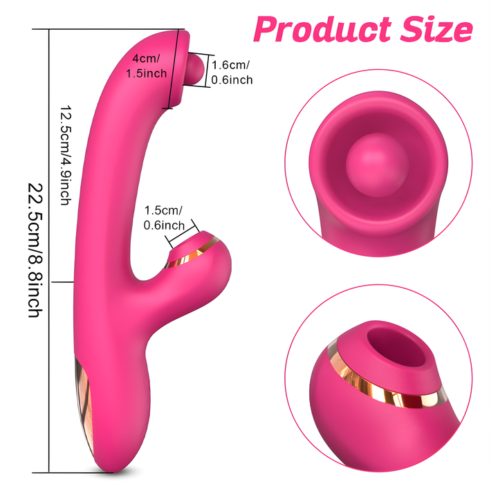 product size dimensions for Pinpoint G-Spot Rotating Clit Suction Dual Action Vibrator 