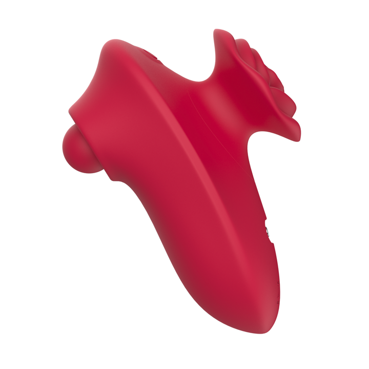 side view of red Rose Handle Clit Tapper 