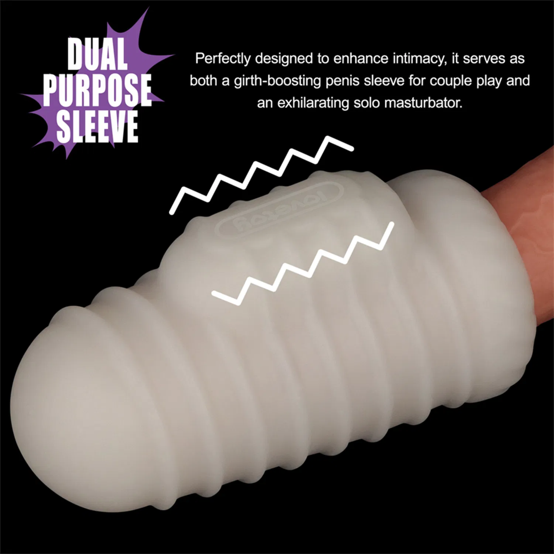 Knights Ring Vibrating Dual Purpose Sleeve-Wavy perfectly designed to enhance intimacy, it serves as both a girth-boosting sleeve for couple play and an exhilarating solo masturbator. dual purpose sleeve. 
