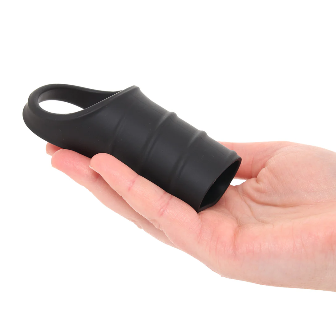 hand holding Spiral Penis Sleeve 