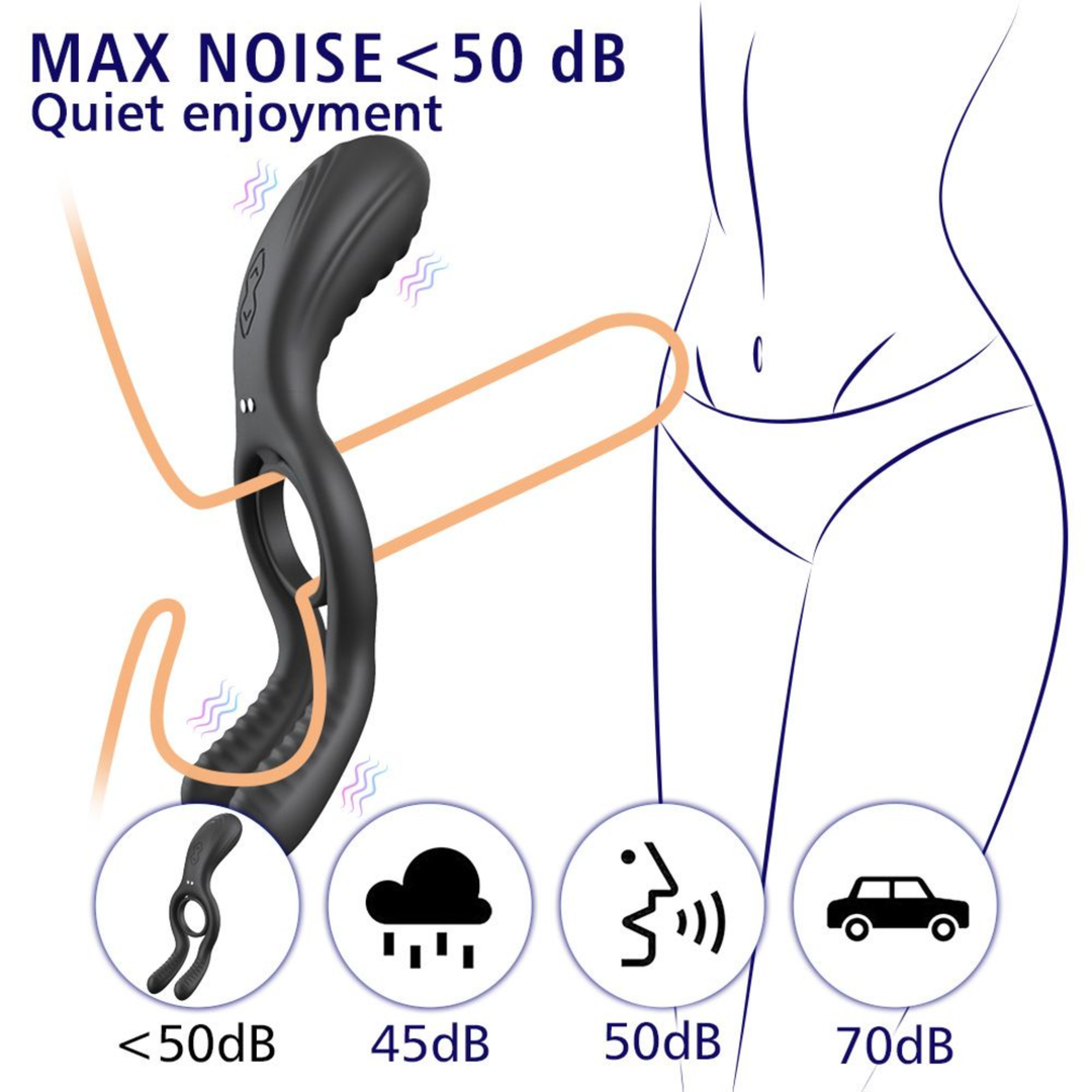 max noise minimal for Cock ring with Clit and Ball Vibrator super quiet 