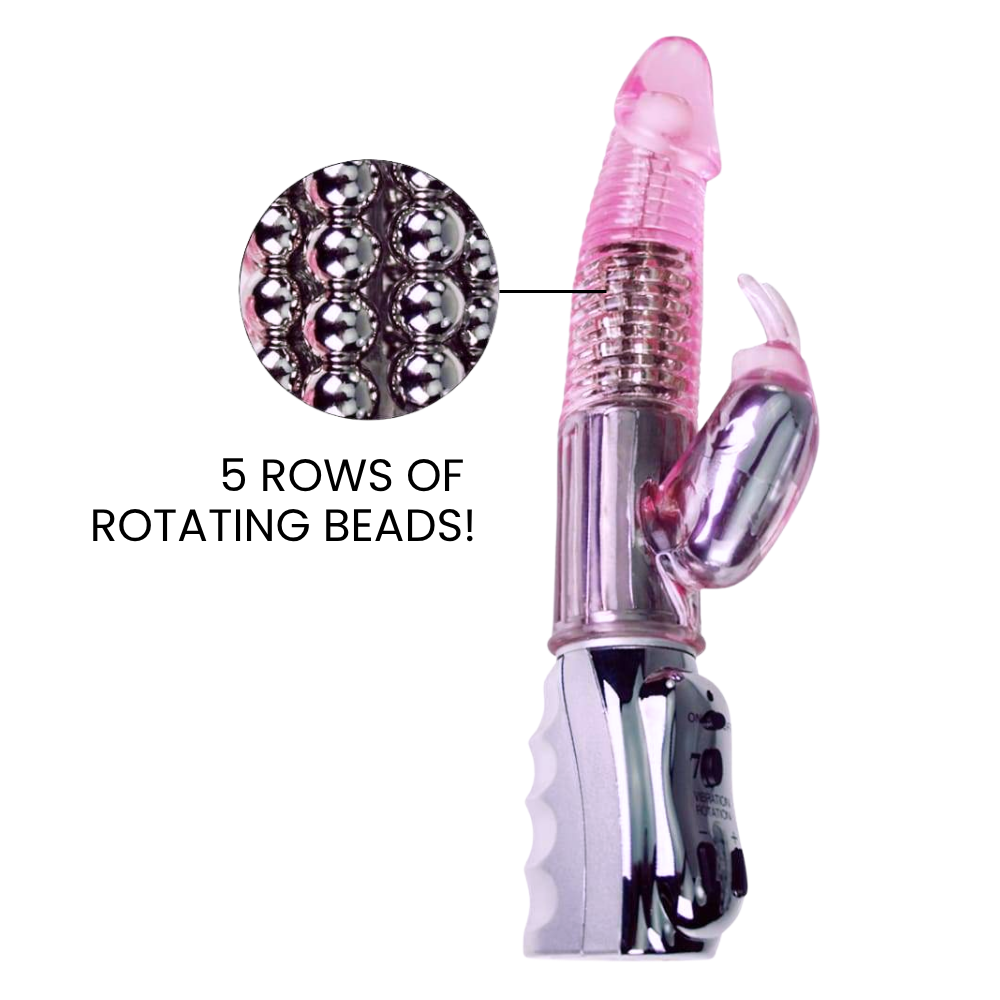 5 rows of rolling beads on Rotating Rabbit Dual-Action Vibrator
 