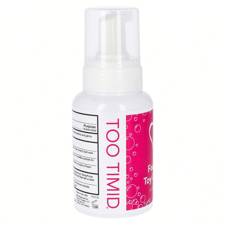 TooTimid Foaming Toy Cleaner side view TooTimid Logo