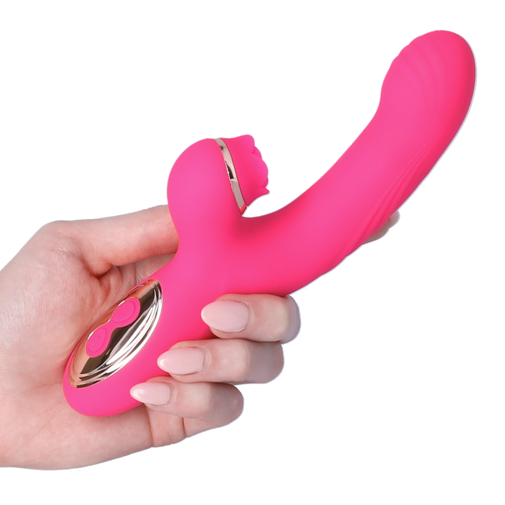 hand holding Fingering Clit Tickling Dual Action Vibrator