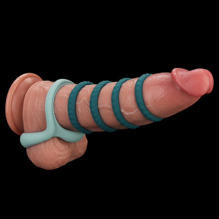 Pinnacle Pro Grip Lock Set Cock Ring as seen on a dildo 