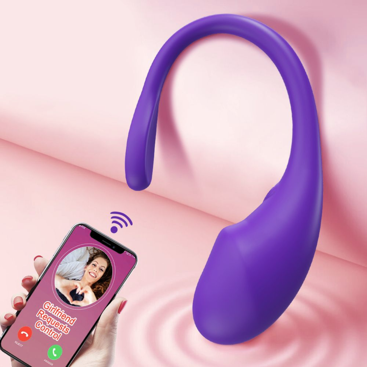 App Controlled Vibrating Egg as seen next to app on phone 