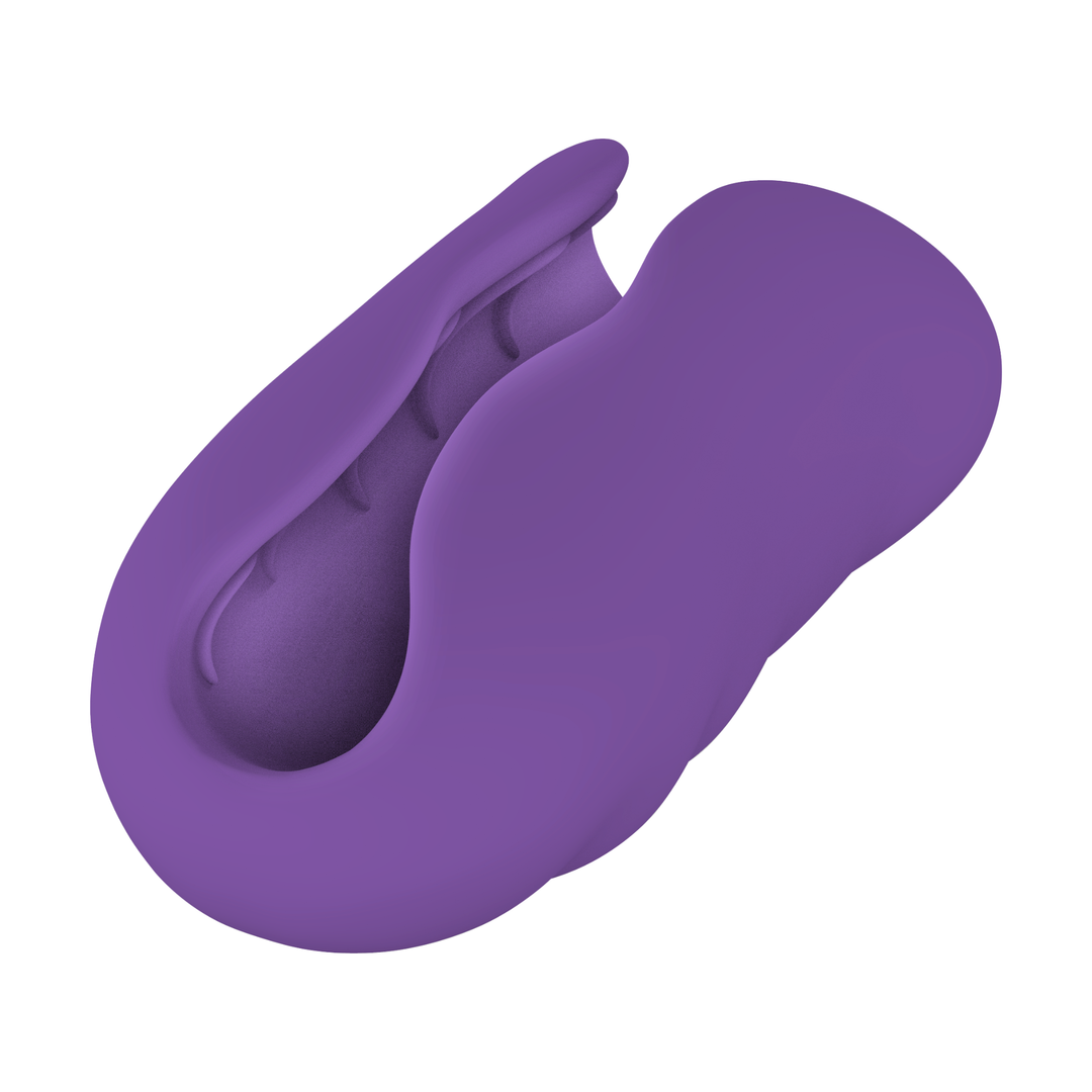 angled side view of Ribbed Intensifying Hand Job Stroker Aide