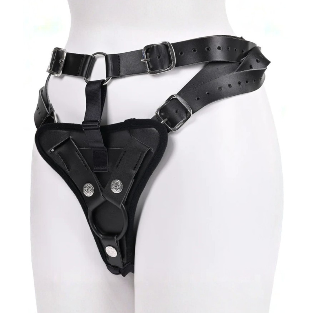 adjustable straps on Sportsheets Aurora High Waisted Strap-On as seen on a mannequin 