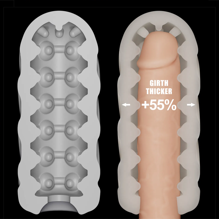 pleasure nubs from Knights Ring Vibrating Dual Purpose Sleeve-Spiral 55 percent girth increase 