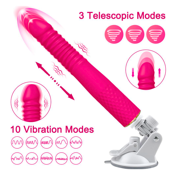 10 vibration modes Thrusting and Vibrating Suction Cup Dildo 3 thrusting modes 