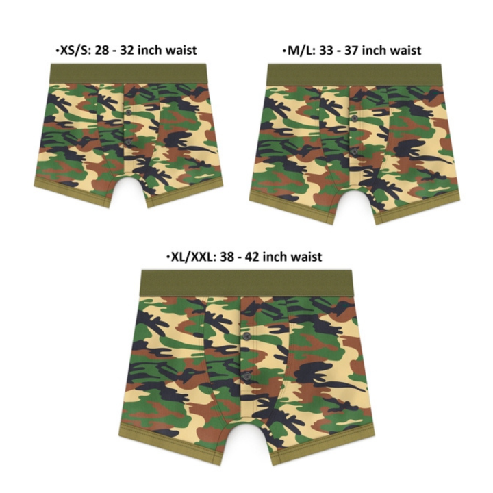 all sizes for Unisex Camo Strapon Shorts 