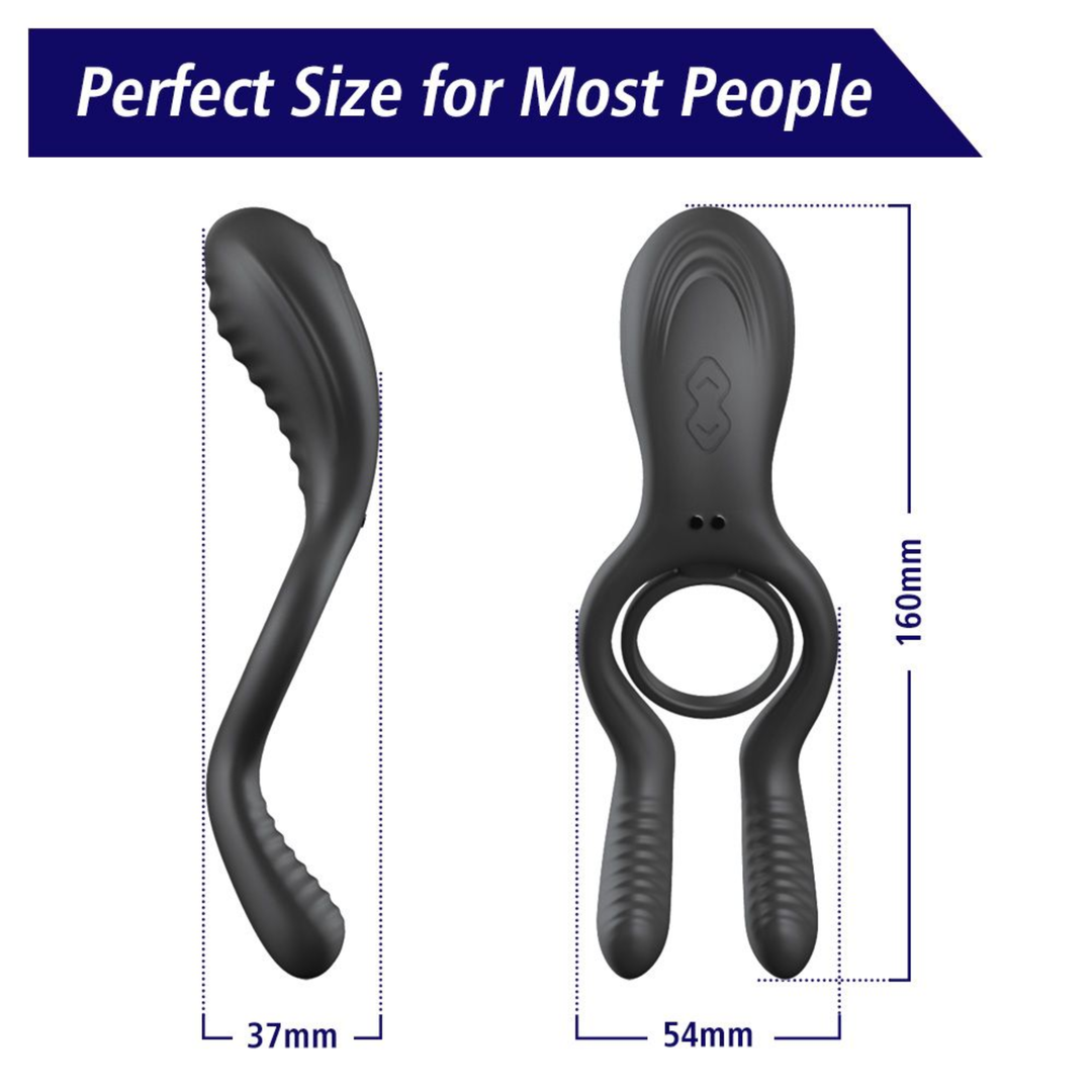perfect size for most people dimensions for Cock ring with Clit and Ball Vibrator 