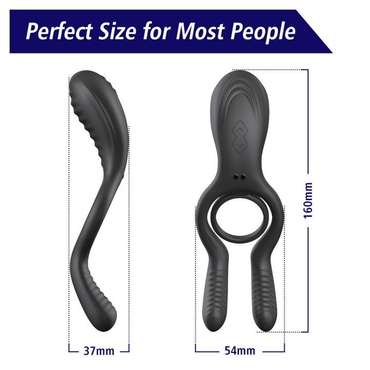 perfect size for most people dimensions for Cock ring with Clit and Ball Vibrator 