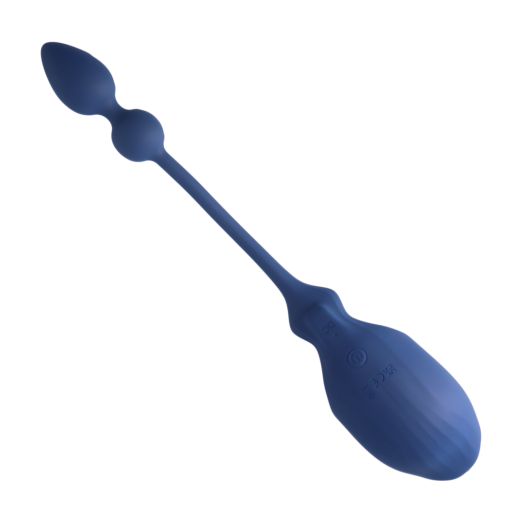 underside view of Cock Ring with Ball Cage and Anal Plug 