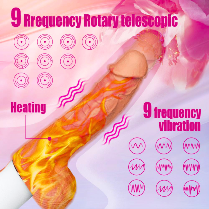 9 thrust and vibration modes Warming, Thrusting, Vibrating, and Waterproof Dildo
