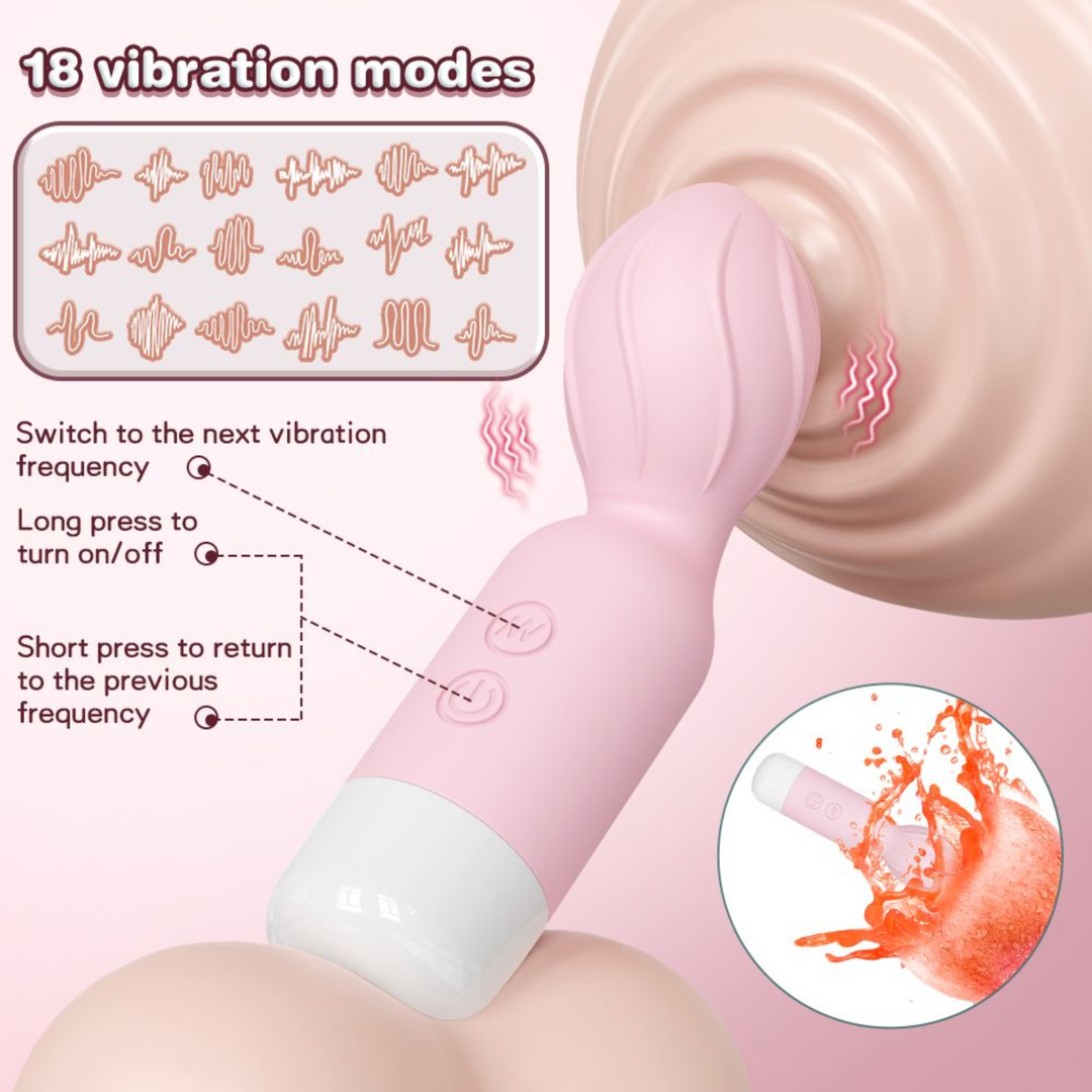 18 vibration modes switch to the next vibration frequency USB Mini Wand Vibrator 