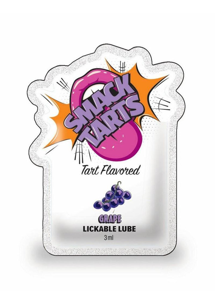 Packaging of Smack Earts grape flavored lickable lube on a white background