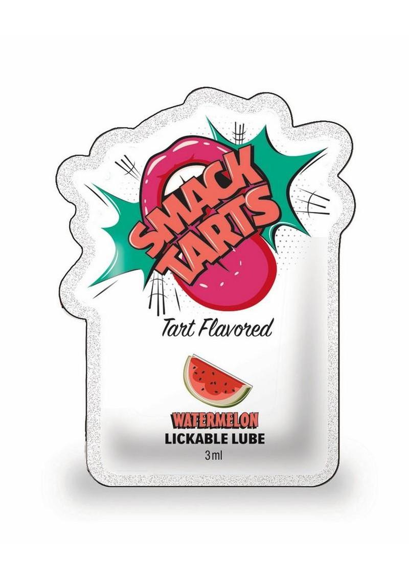 Packaging of Smack Larts watermelon flavored lickable lube on a white background