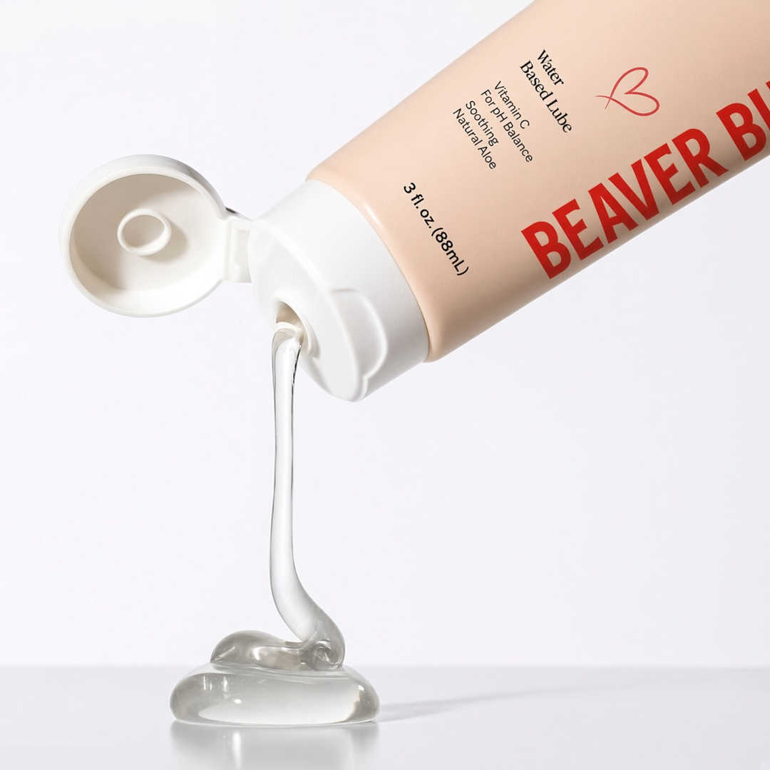 Beaver Butter Water Based Lubricant 3oz gel being squeezed from tube 