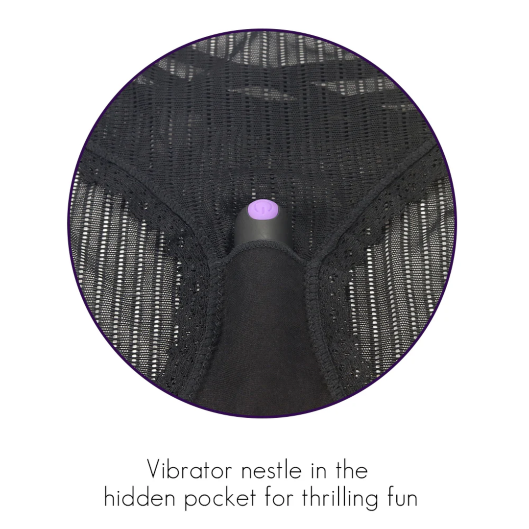 vibrator nestles in the hidden pocket for thrilling fun 