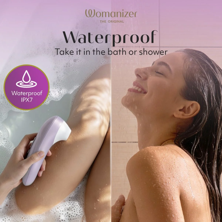 waterproof take it in the bath or shower Womanizer Pro Rechargeable Silicone Air Pulse Clitoral Vibrator