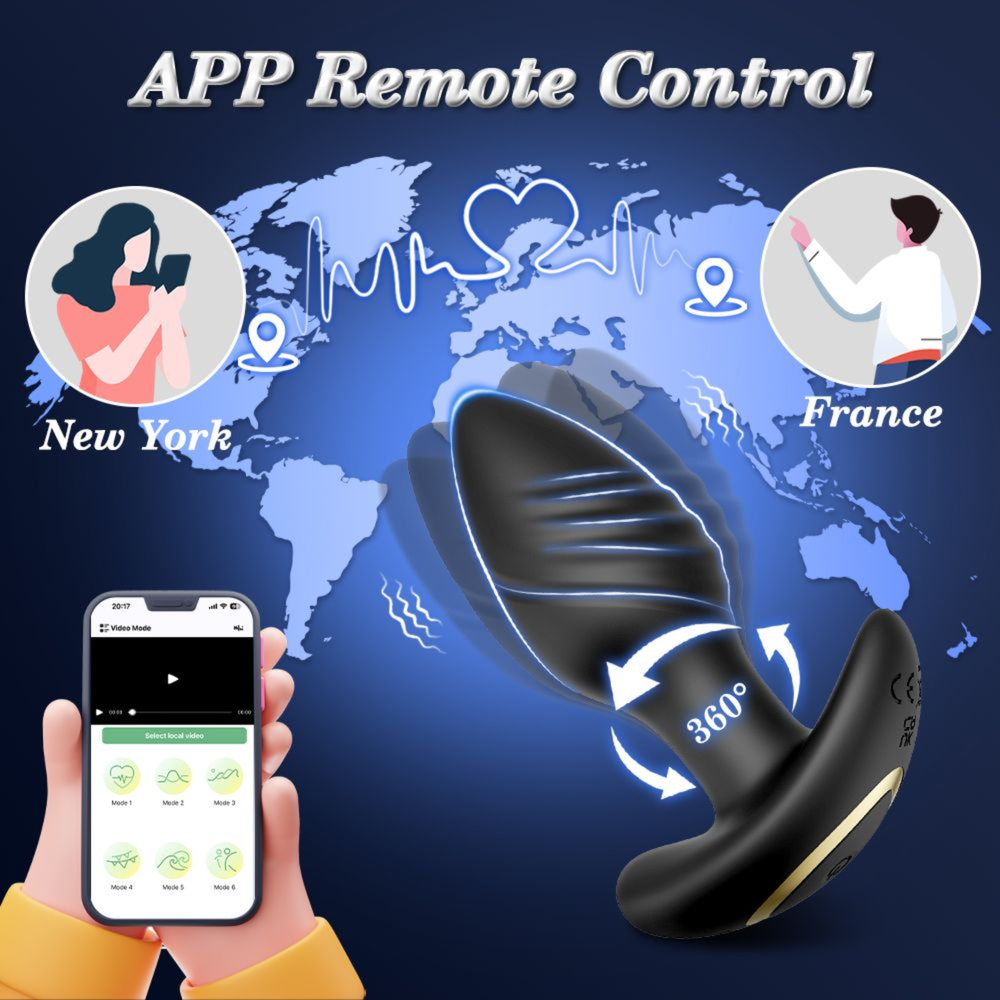 App remote control for long distance lovers Vibrating and Rotating Butt Plug