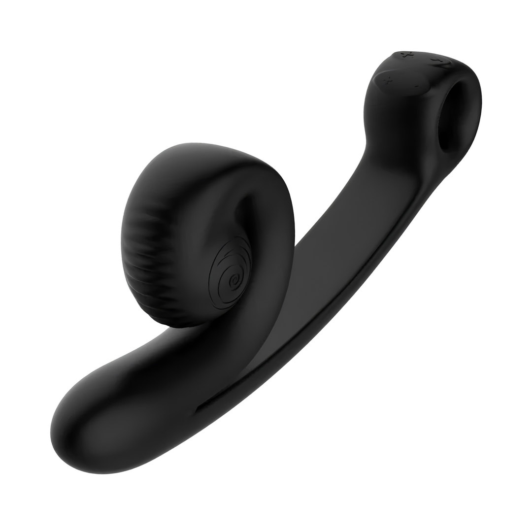 power control buttons on SVibe Snail CURVE Rechargeable Silicone Vibrator with Clitoral Stimulator