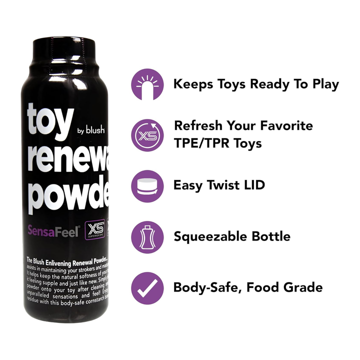 different product features from Blush Toy Renewal Powder 3.4oz 