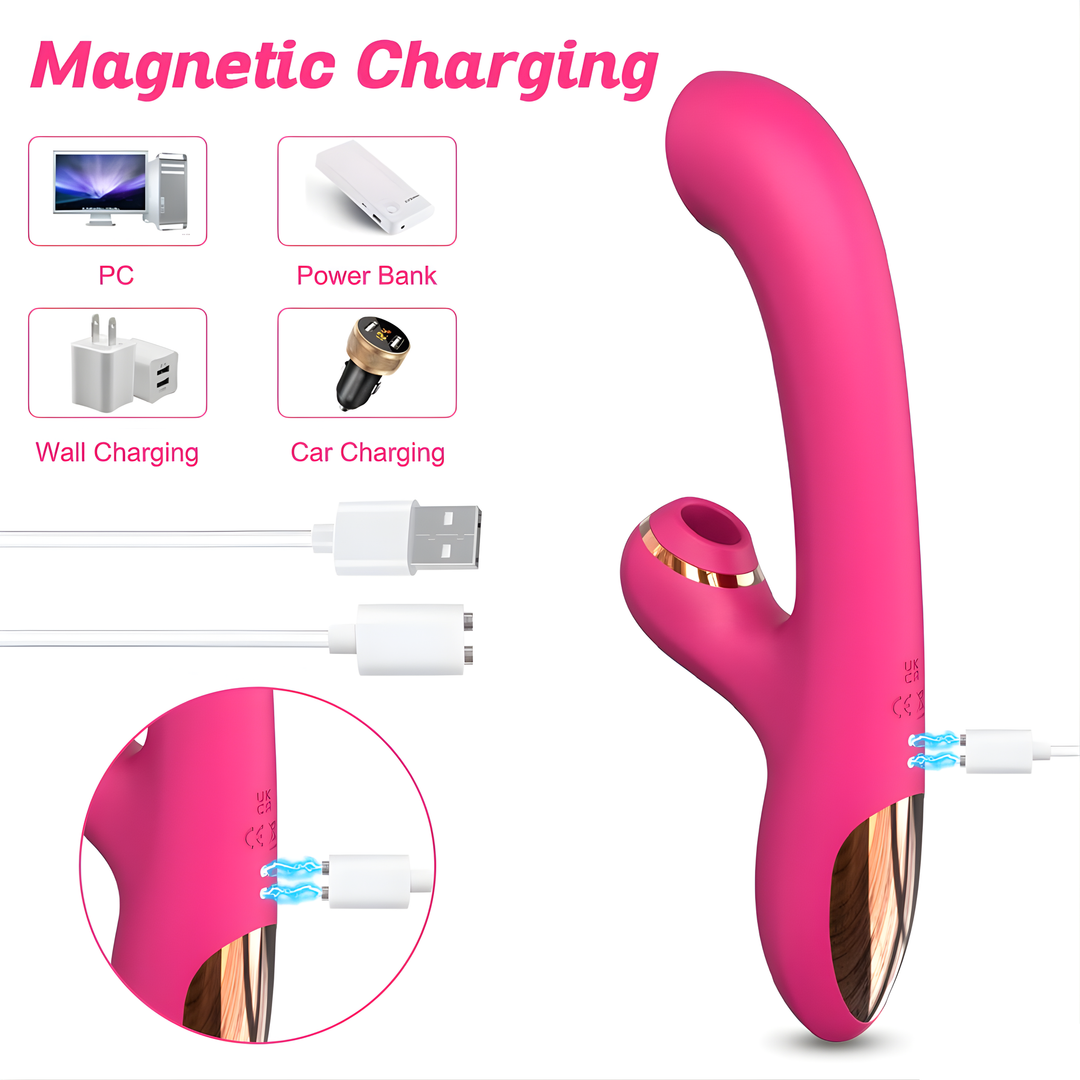 magnetic charging for Pinpoint G-Spot Rotating Clit Suction Dual Action Vibrator 