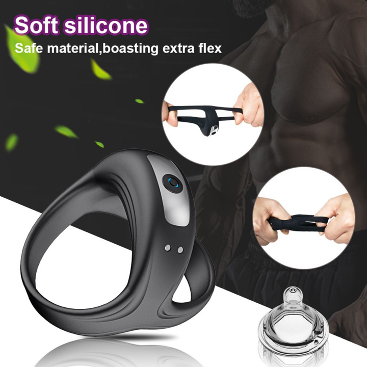 soft silicone safe material, boasting extra flex, Vibrating Dual Cock Ring
