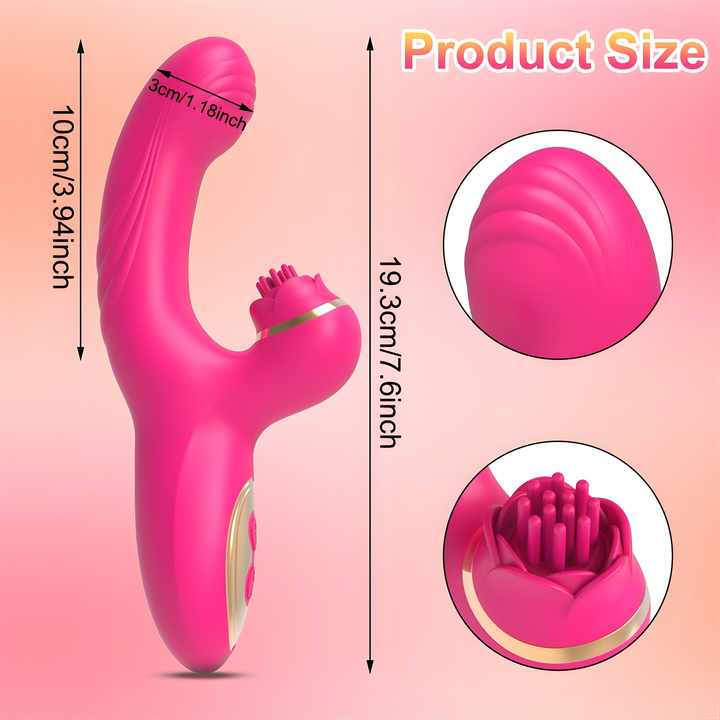 Fingering Clit Tickling Dual Action Vibrator product size dimensions 