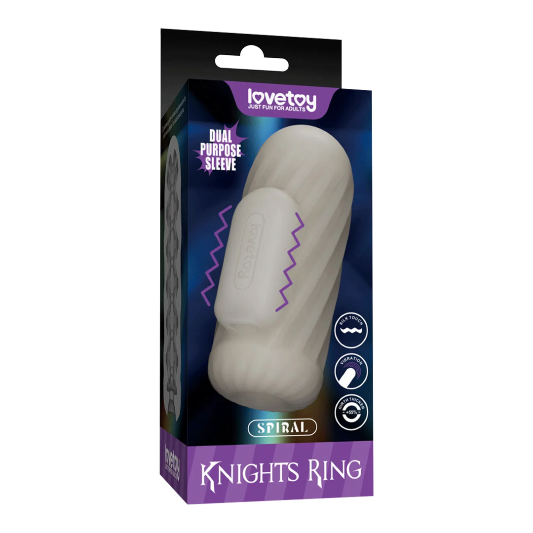 Knights Ring Vibrating Dual Purpose Sleeve-Spiral as seen inside of packaging 