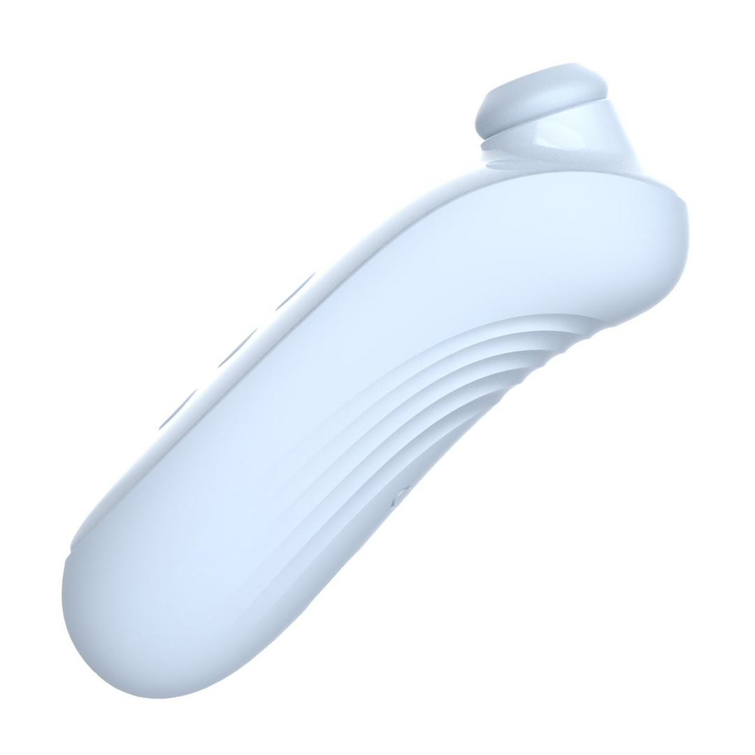 side view of Blue Air Pulse Toy with small attachment