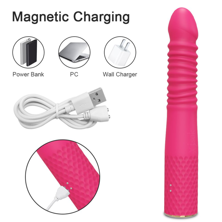 magnetic charging for Thrusting and Vibrating Suction Cup Dildo